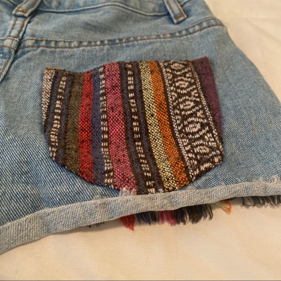 Forever 21 Multi Colored Frayed Denim Shorts - Picture 8 of 8